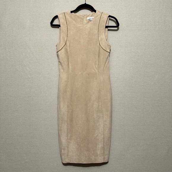 NWT Calvin Klein faux suede light tan sleeveless dress - size 4 - Picture 1 of 6